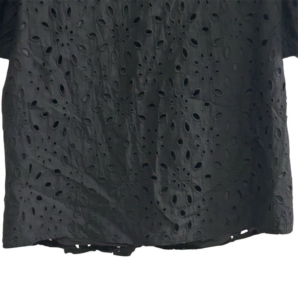 PrettyGarden Women's Black Embroidered‎ Blouse L Long Puff Sleeve - Picture 11 of 14